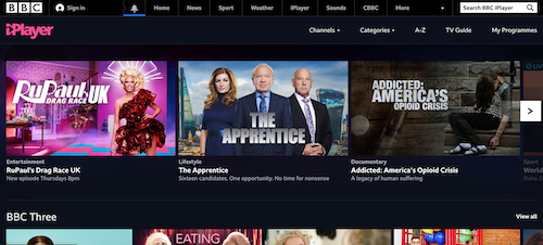 BBC iPlayer homepage
